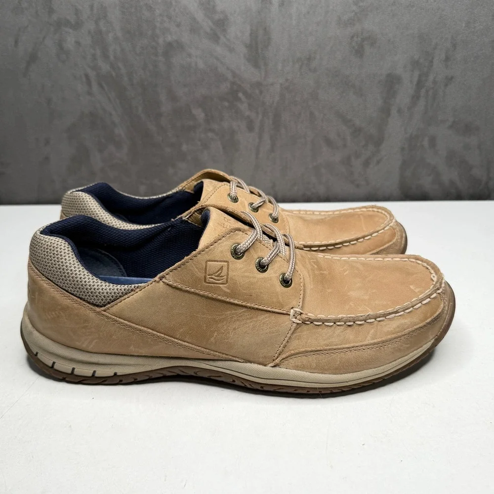 Sperry Top-Sider Boat Shoes Mens 12M Tan Leather Moc Toe Loafers 0297077